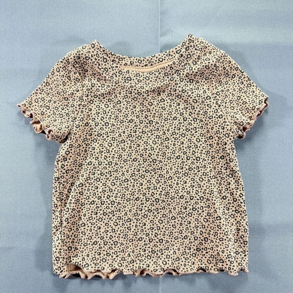 Cat & Jack Toddler Lettuce Hem Cheetah Print Shirt size 2T